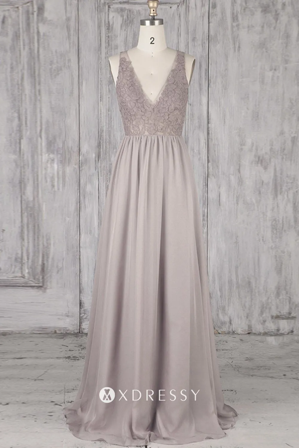 lace and chiffon bridesmaid dress