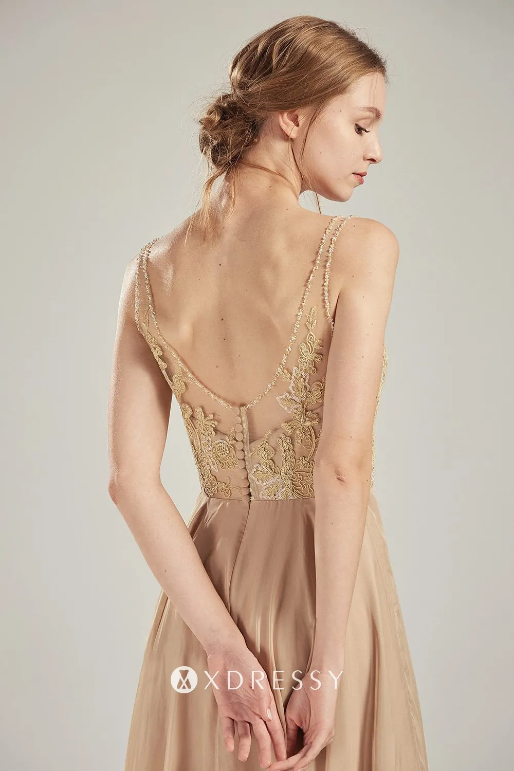 A line floor length maid of honor dress
