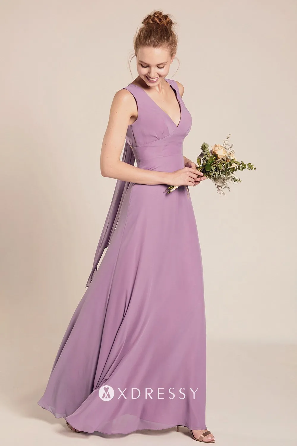 A line long chiffon bridesmaid dress A line long chiffon bridesmaid dress