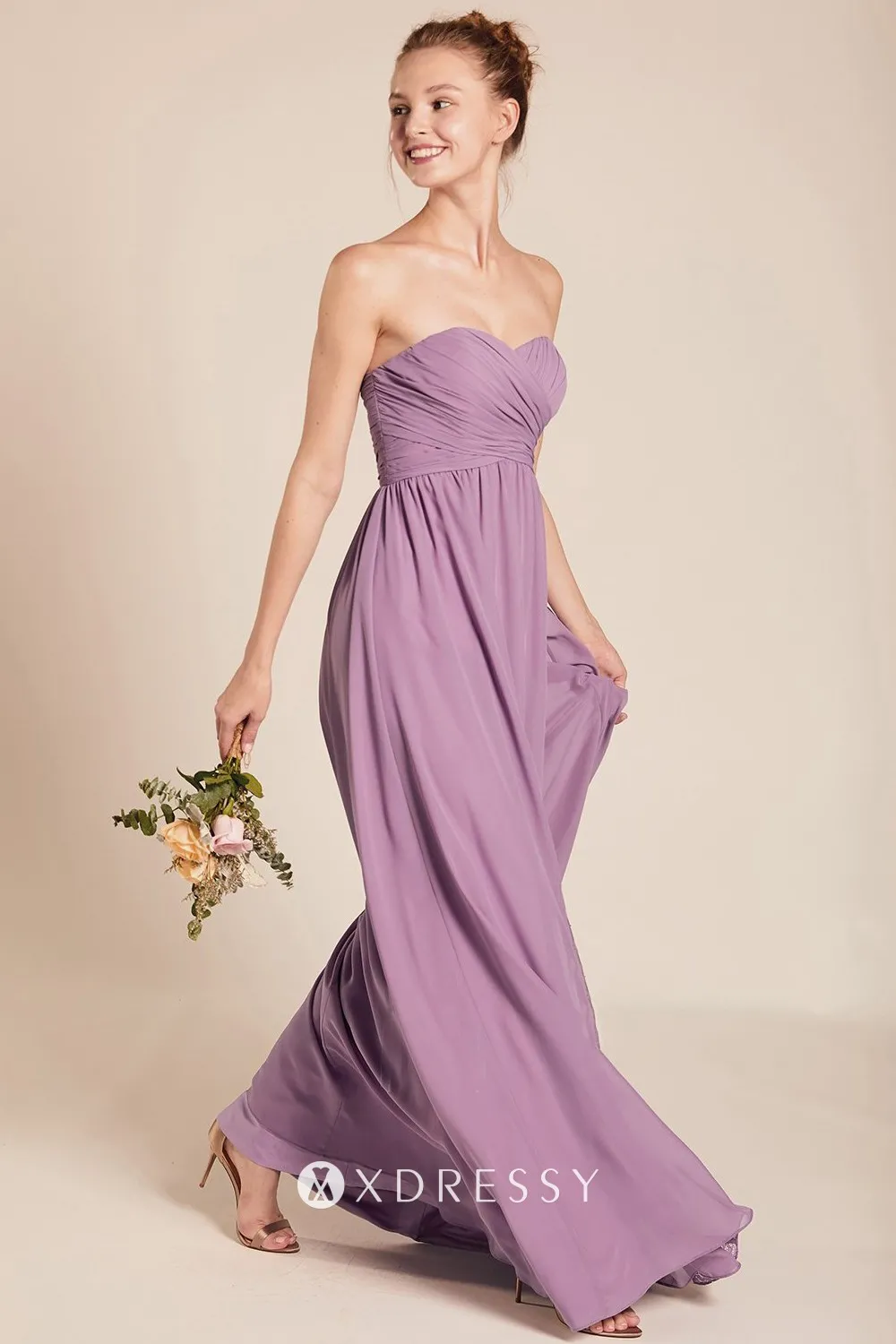 flowing skirt with lace bridesmaid dress