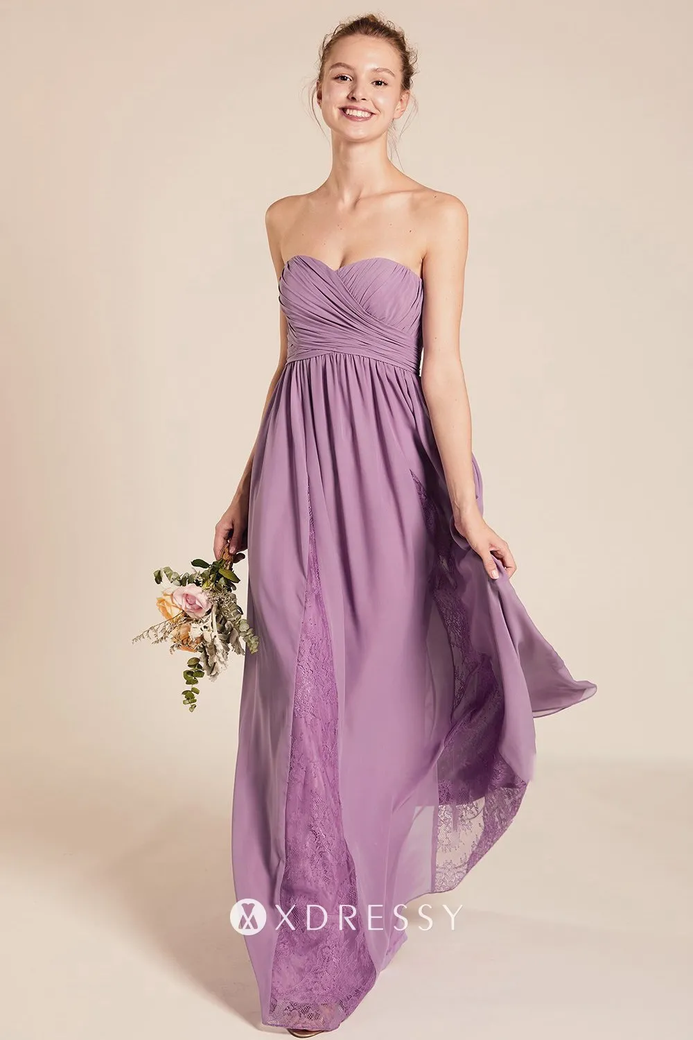 lavender sweetheart A line bridesmaid dress