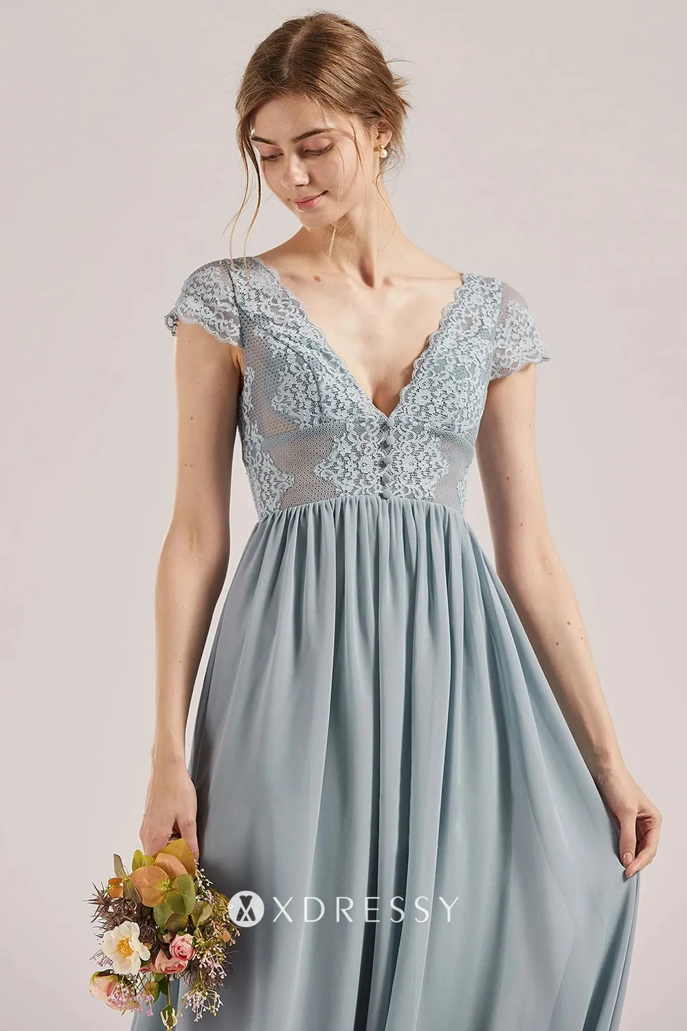 lace and chiffon bridesmaid dress
