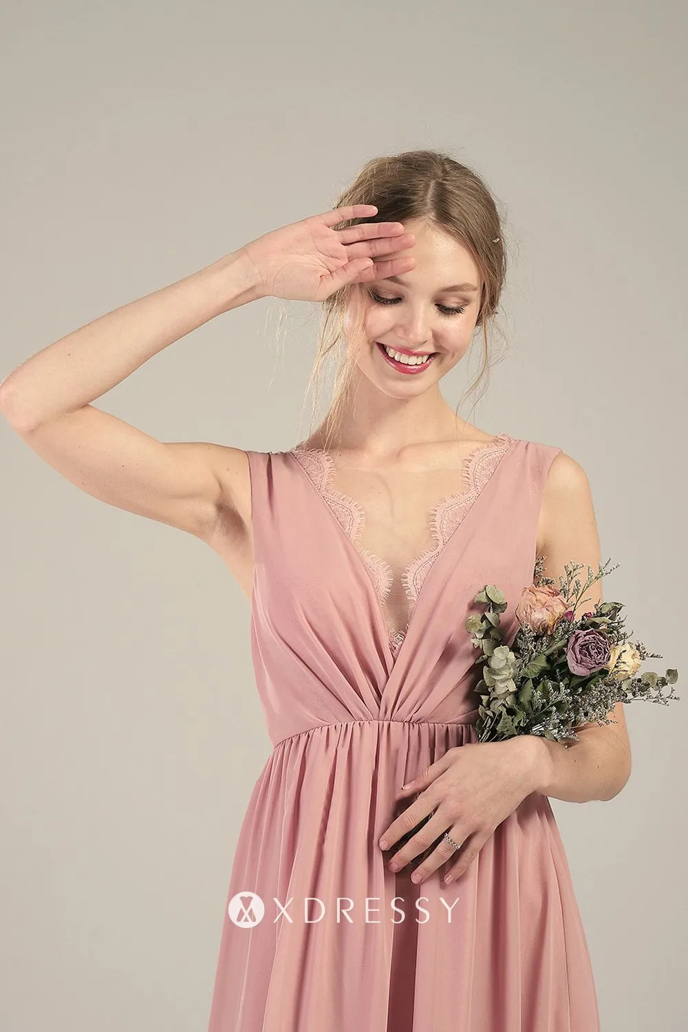 scalloped lace trim chiffon long bridesmaid dress scalloped lace trim chiffon long bridesmaid dress