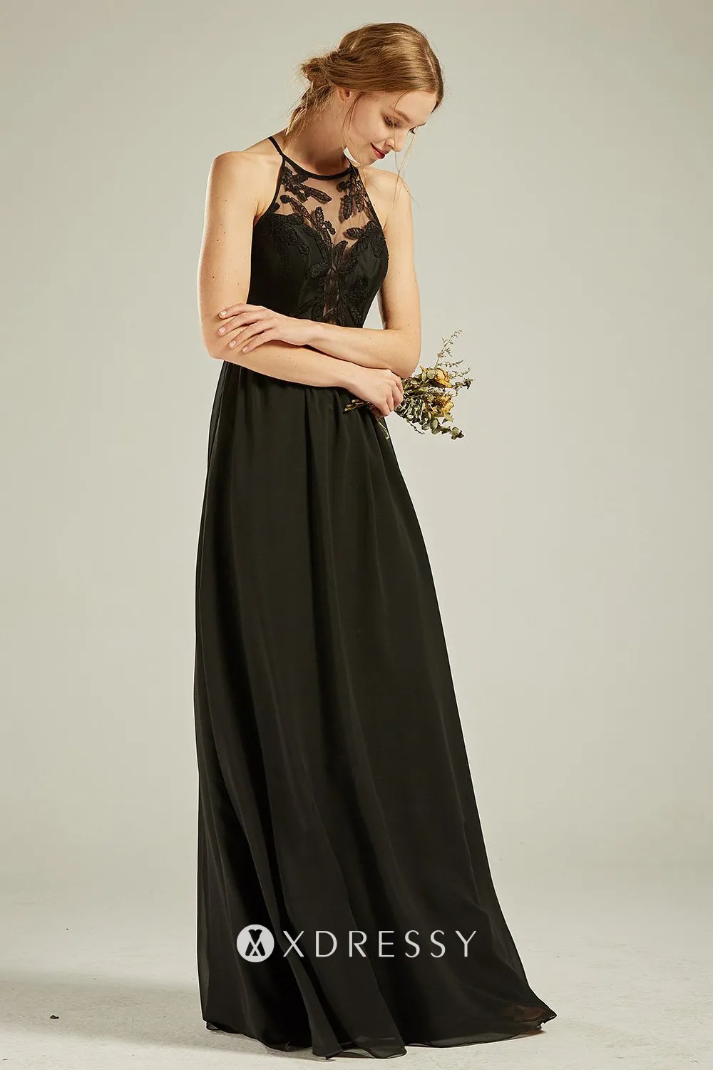 lace and chiffon bridesmaid dress