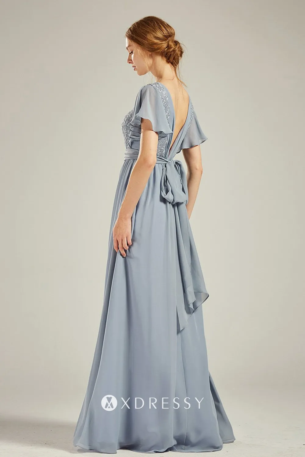 V back bridesmaid dress