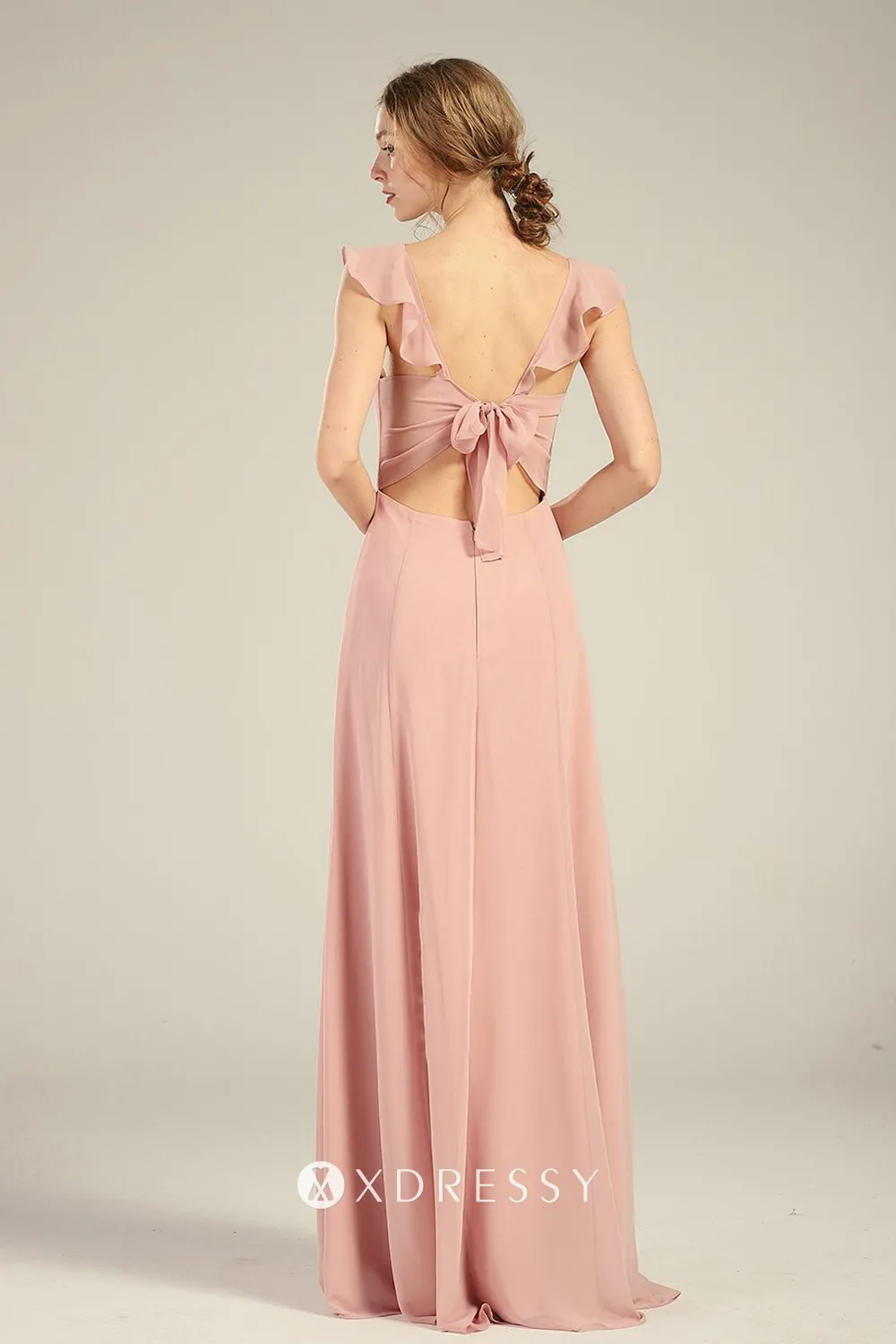 front slit low back bridesmaid dress