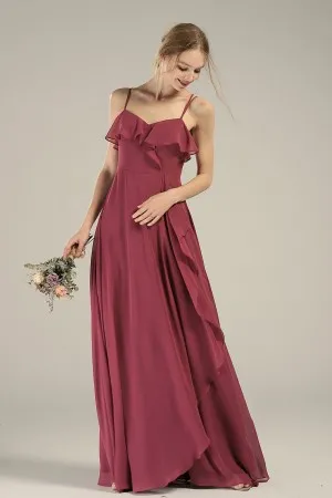 canyan rose ruffled chiffon bridesmaid dress