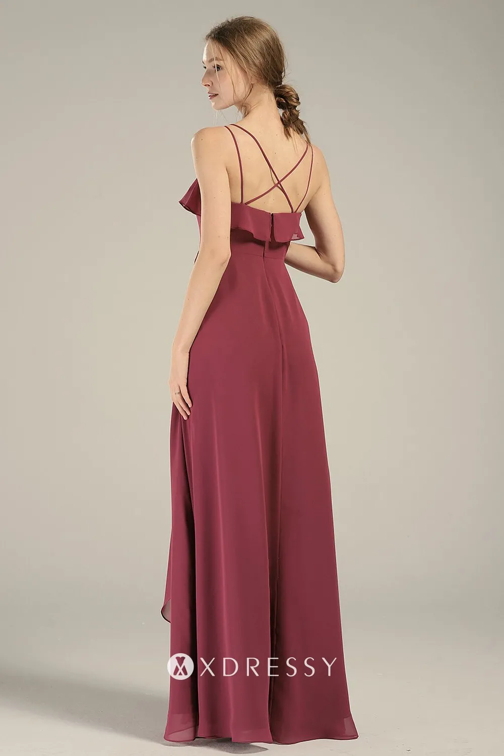 thigh high slit bridesmaid dress