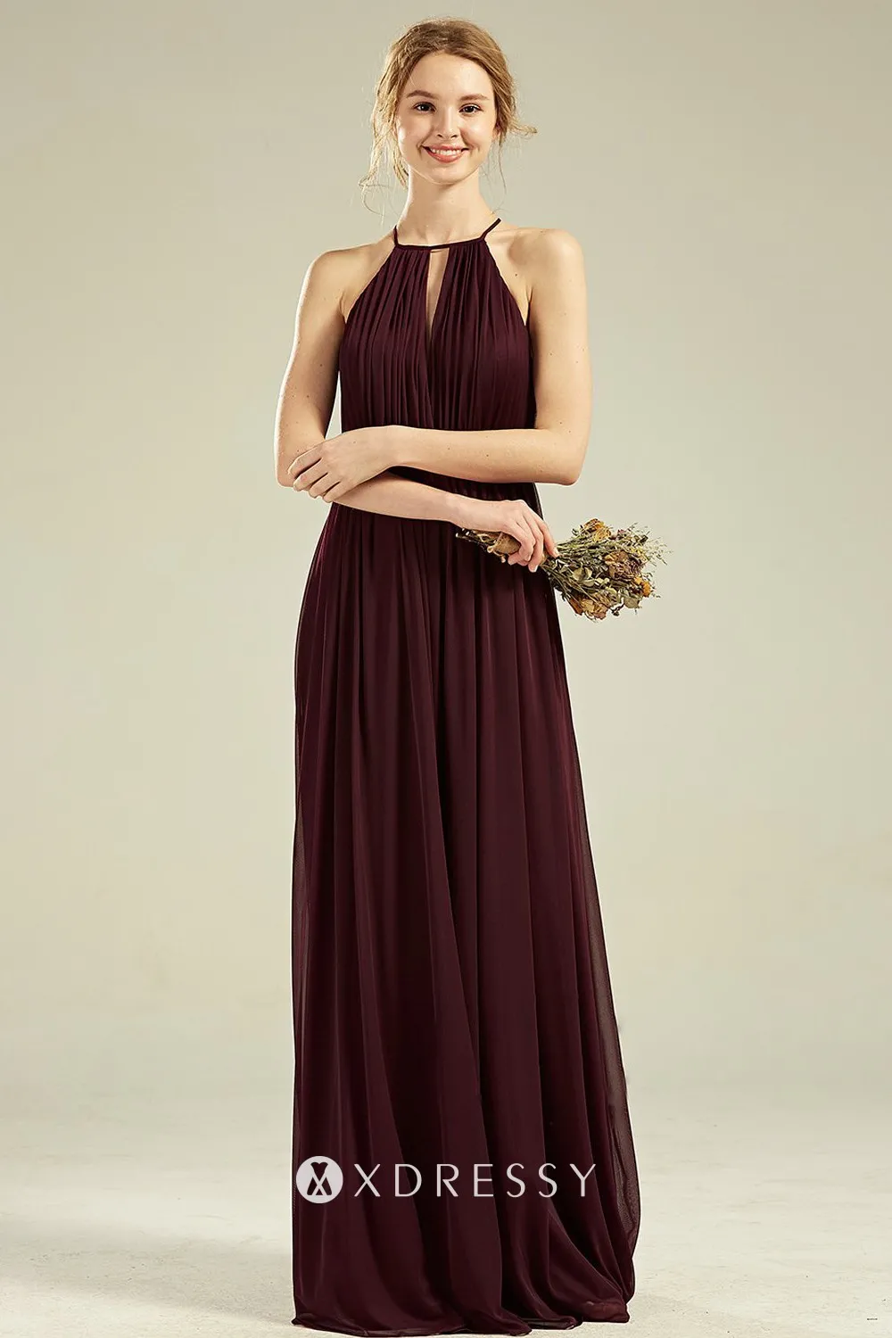 halter burgundy chiffon long bridesmaid dress halter burgundy chiffon long bridesmaid dress