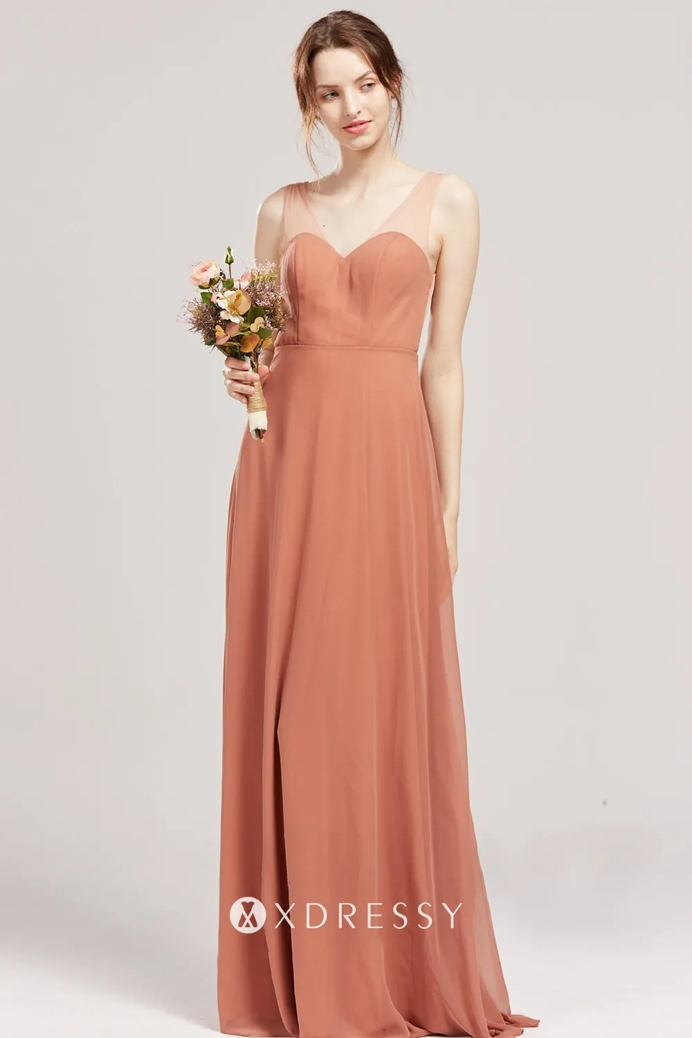 orange wide straps chiffon long bridesmaid dress orange wide straps chiffon long bridesmaid dress