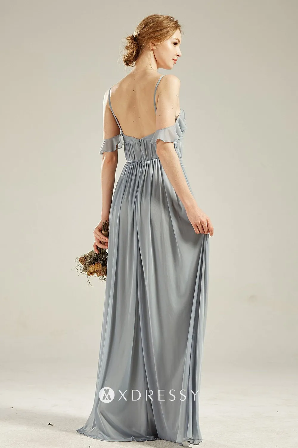lace and chiffon bridesmaid dress