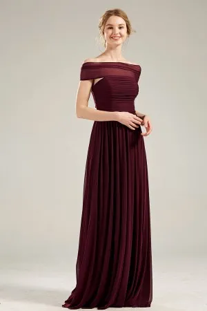 mahogany convertible neckline bridesmaid dress