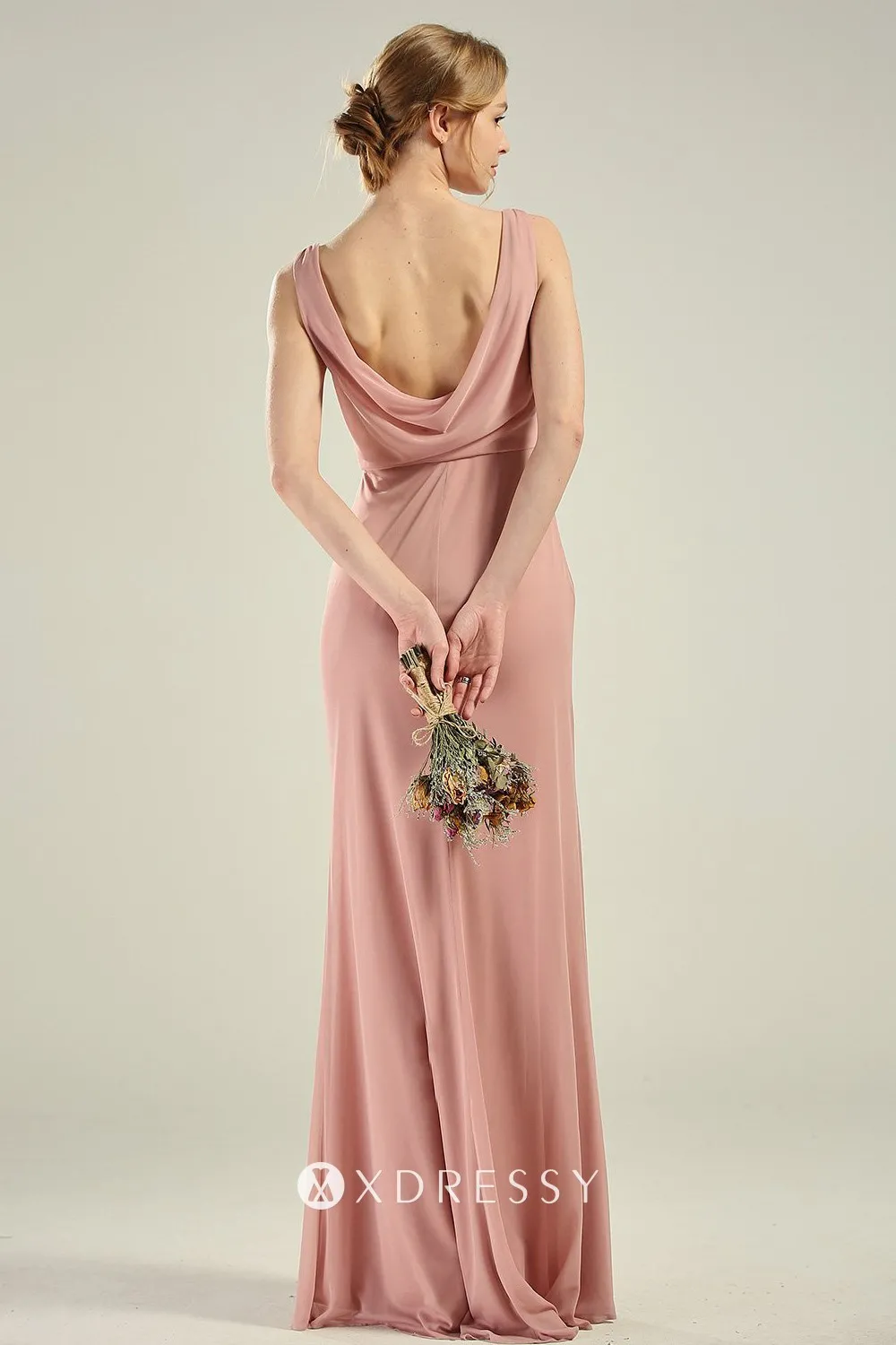 cowl back bridesmaid dress