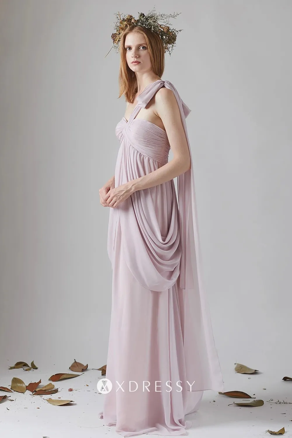 draped chiffon bridesmaid dress