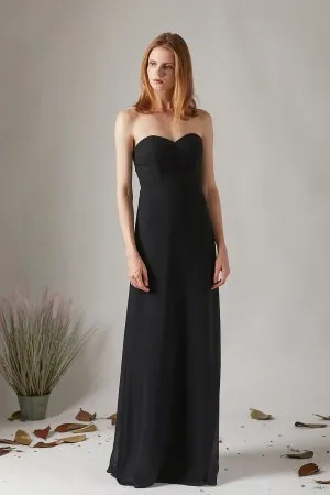 simple black strapless sweetheart bridesmaid dress