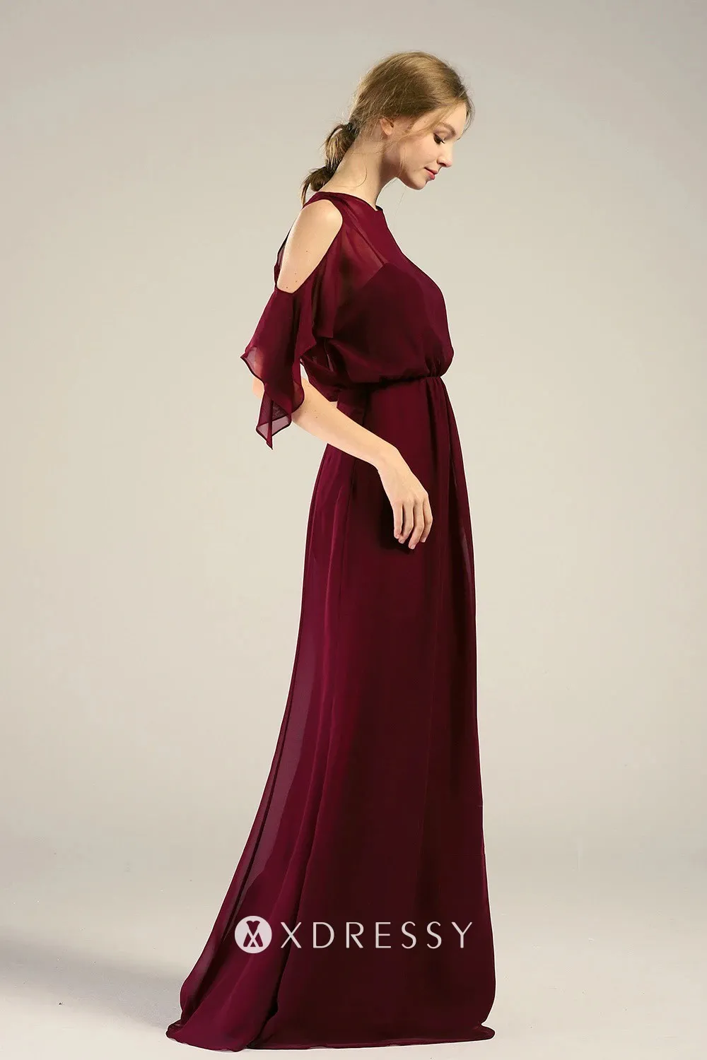 half sleeve with ruffle long bridesmaid dress half sleeve with ruffle long bridesmaid dress