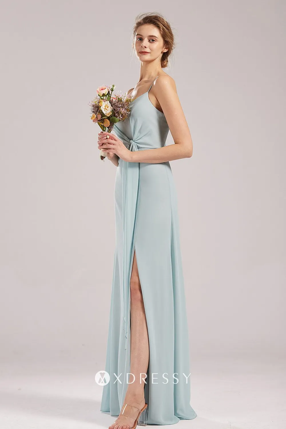V neck slit chiffon long bridesmaid dress V neck slit chiffon long bridesmaid dress