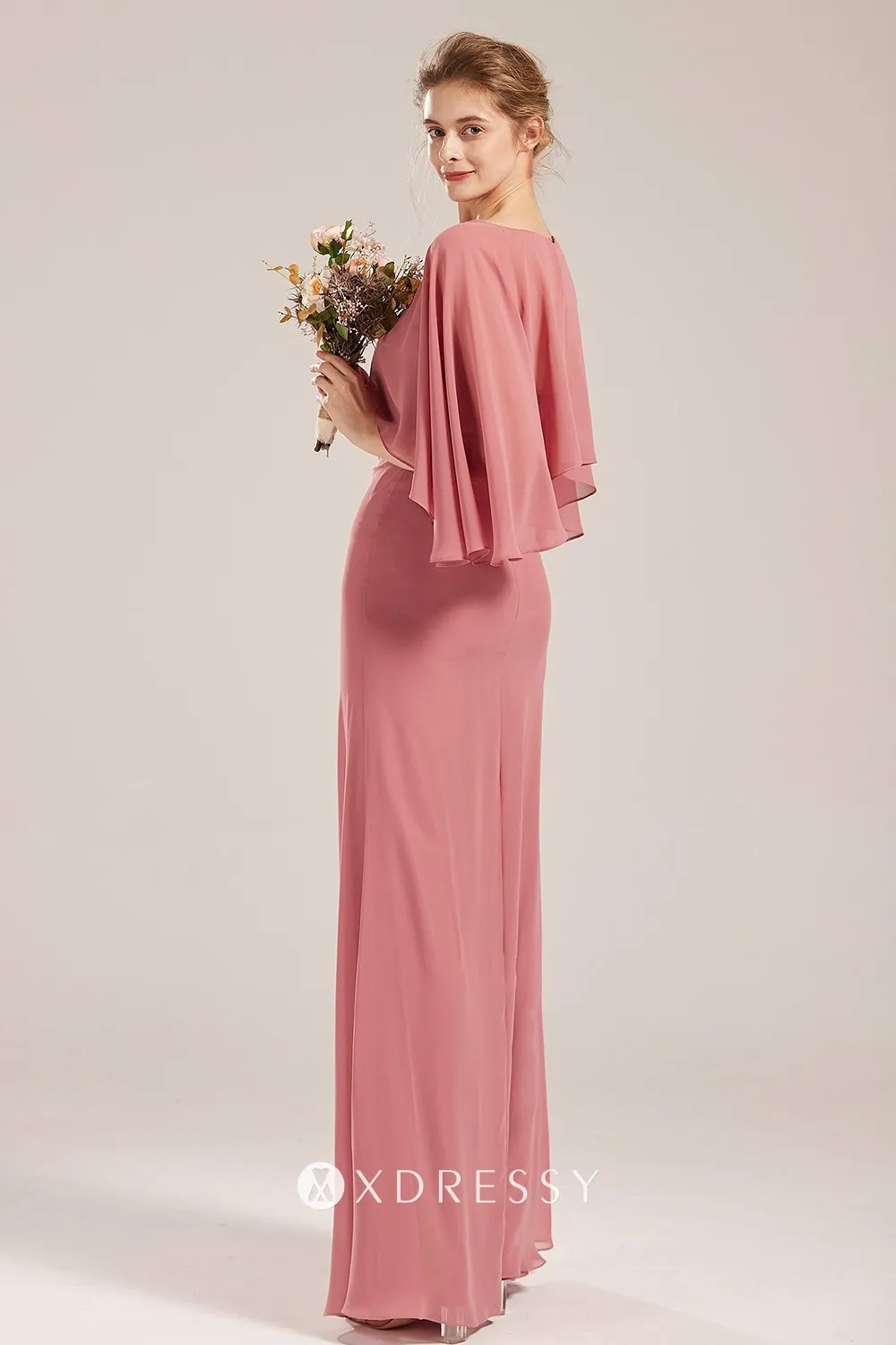 long chiffon bridesmaid dress