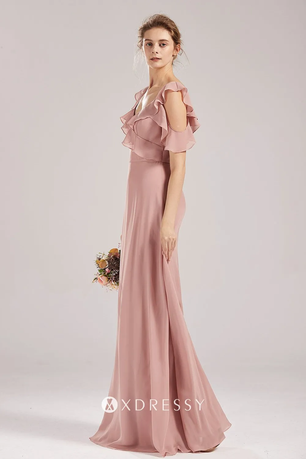 chiffon long bridesmaid dress