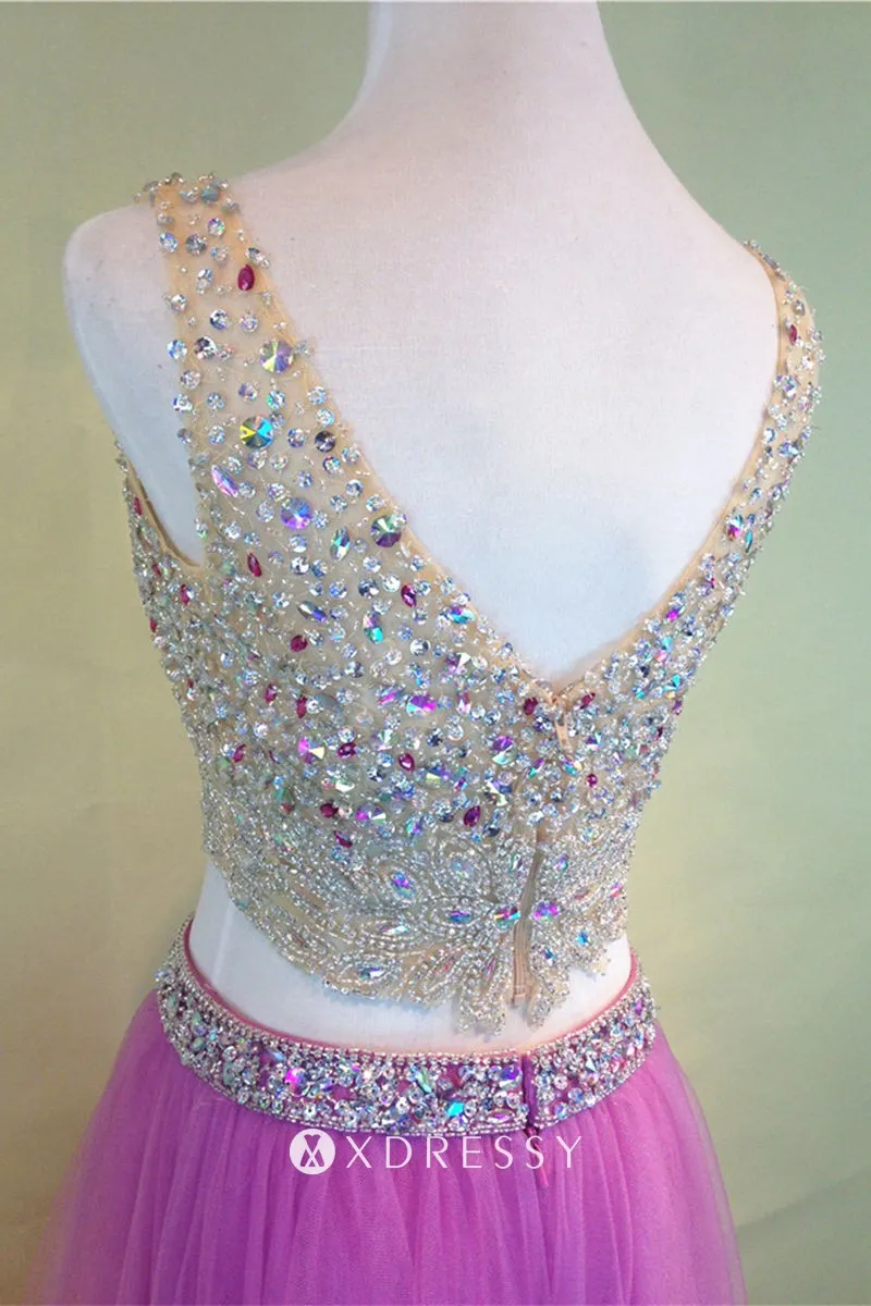 low back crystal beading top magenta tulle prom dress low back crystal beading top magenta tulle prom dress