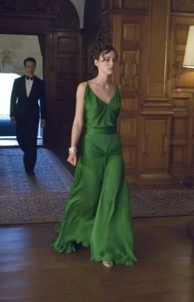 Keira Knightley green evening dress in Atonement