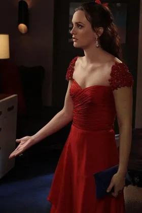 Leighton Meester red casual party dress Gossip Girl Season