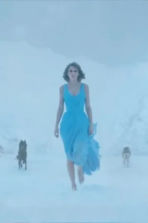 Taylor Swift sky blue chiffon dress in video film Clip Out of the Woods