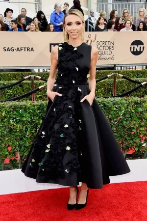Giuliana Rancic floral petals embellished red carpet dress at SAG Awards 2016