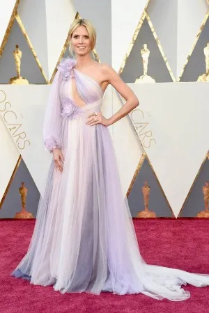 Heidi Klum multi lavender tulle red carpet dress at Oscars 2016