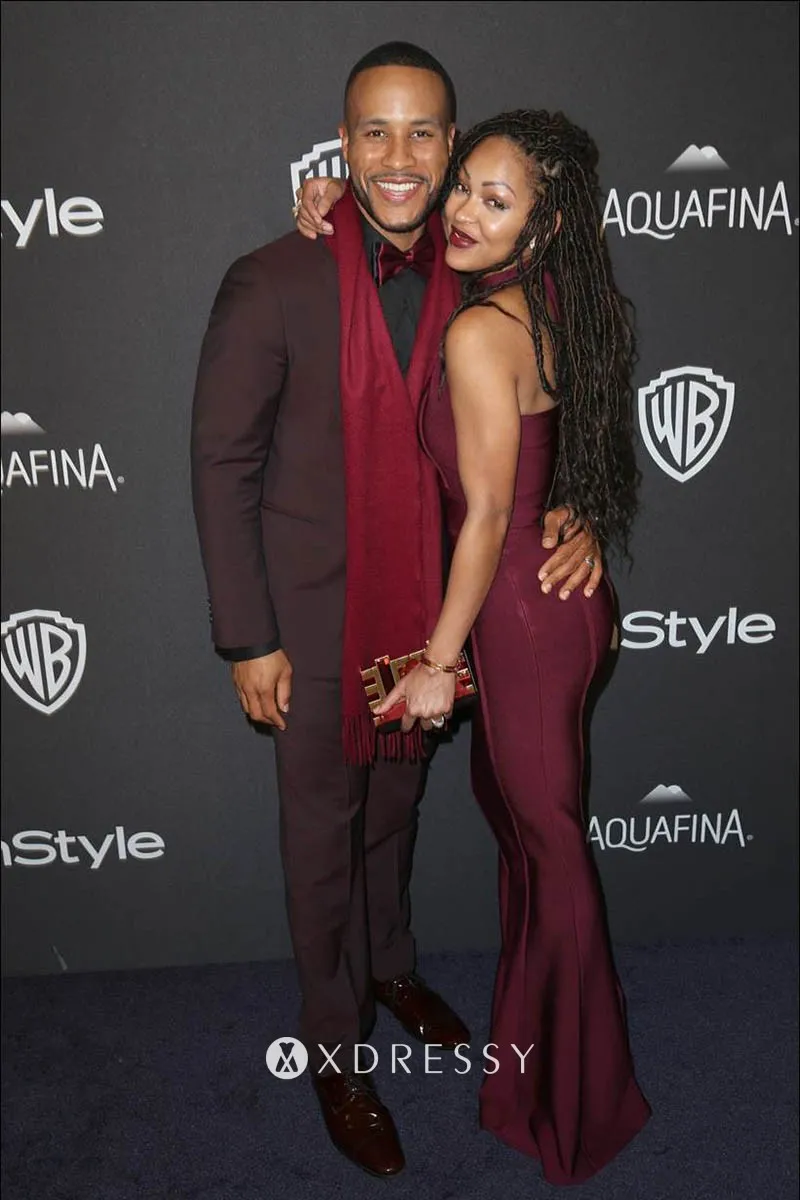 Meagan Good wine dress at Golden Globe Awards 2016 Meagan Good wine dress at Golden Globe Awards 2016