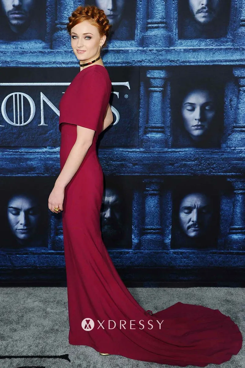 Sophie Turner wine dress at Game of Thrones 6 Premiere 2016 Sophie Turner wine dress at Game of Thrones 6 Premiere 2016