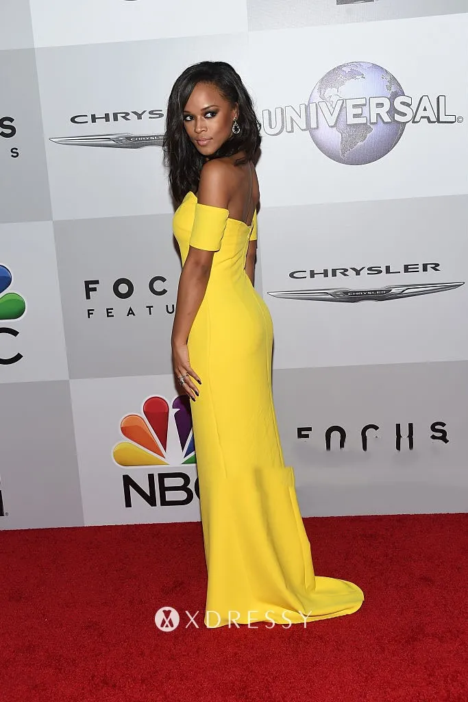 Serayah Yellow satin short sleeve sheath long dress Serayah Yellow satin short sleeve sheath long dress