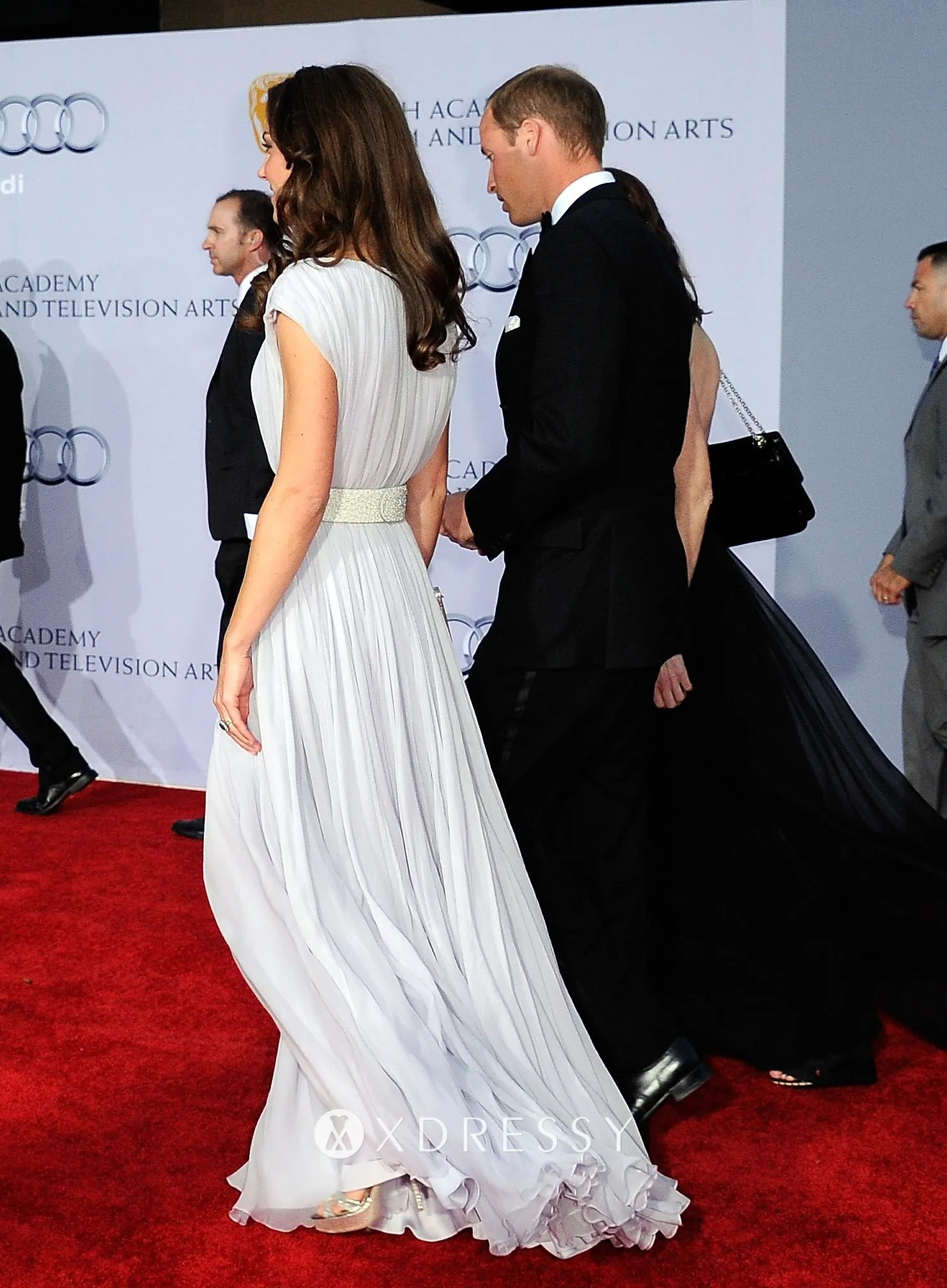Kate Middleton elegant chiffon cap sleeve A line long evening formal gown