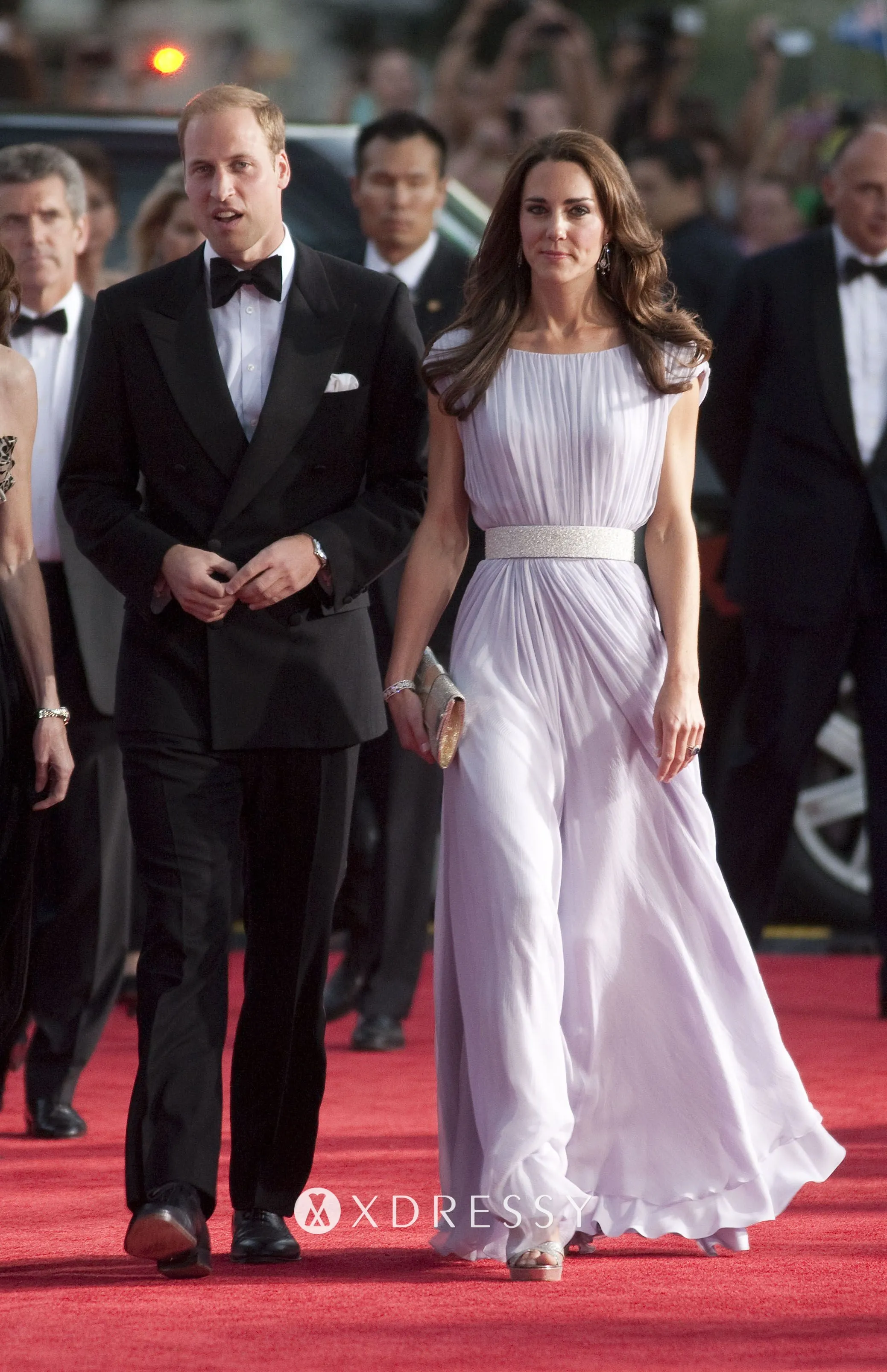 Kate Middleton Elegant Lavender Cap Sleeve Dress Xdressy