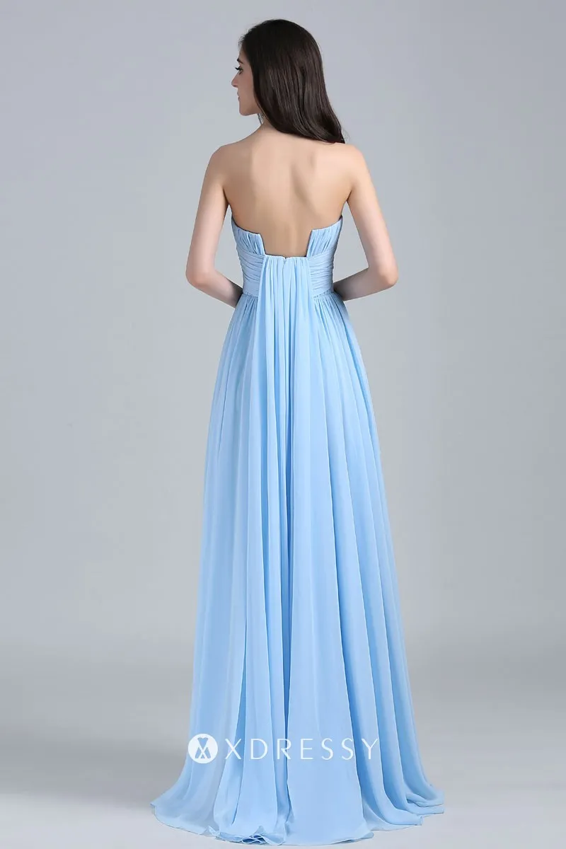Ice blue chiffon A line long dress Ice blue chiffon A line long dress