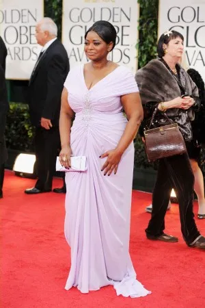Beaded lilac chiffon plus size sheath long prom dress