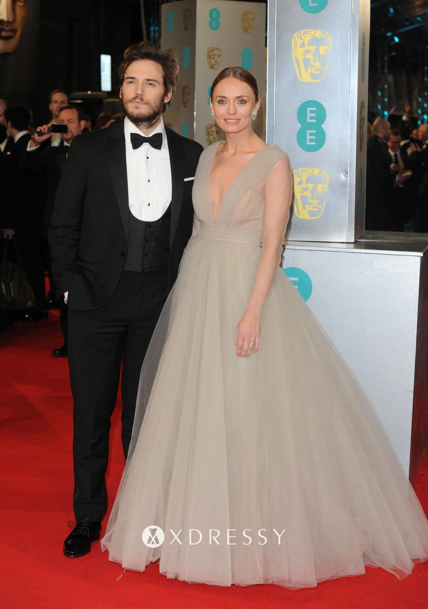 Steel gray tulle red carpet formal ball gown dress Steel gray tulle red carpet formal ball gown dress
