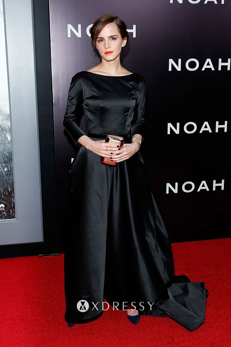Emma Watson black satin vintage red carpet dress