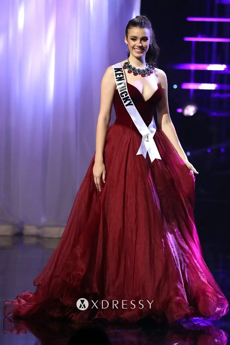 Gorgeous burgundy strapless v neck pageant gown Gorgeous burgundy strapless v neck pageant gown