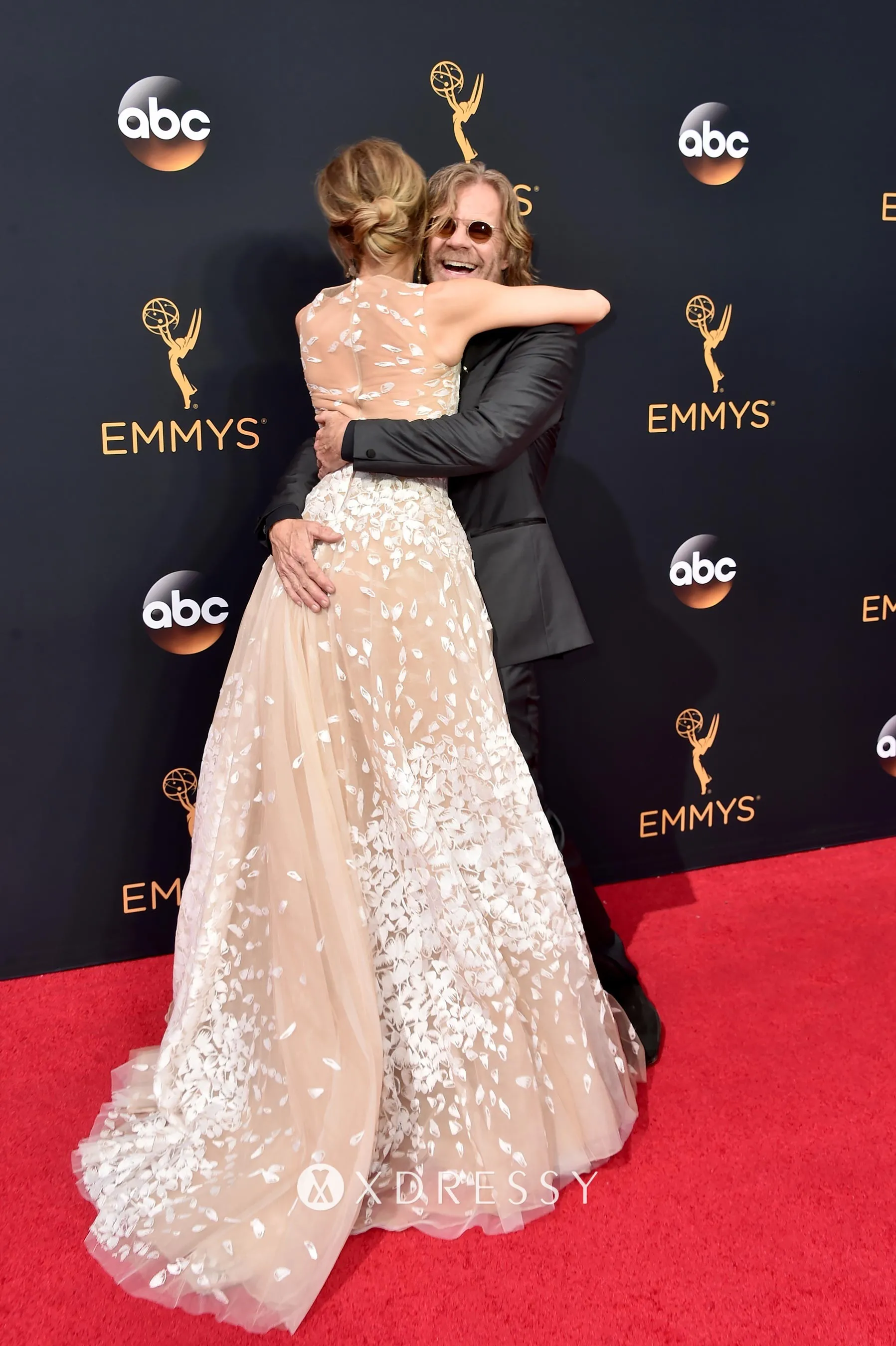 Felicity Huffman lace and tulle formal dress with floor length overskirt Felicity Huffman lace and tulle formal dress with floor length overskirt