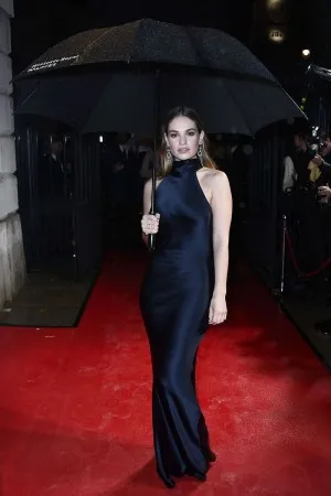 Lily James red carpet dress at BFI London Film Festival 2016