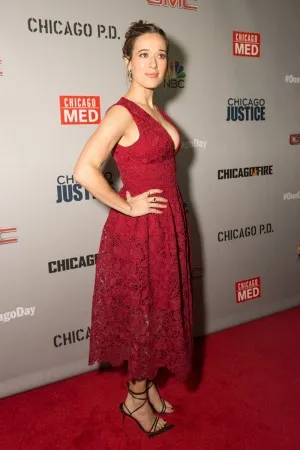 Marina Squerciati red carpet dress at Dick Wolf Kick Off Party 2016