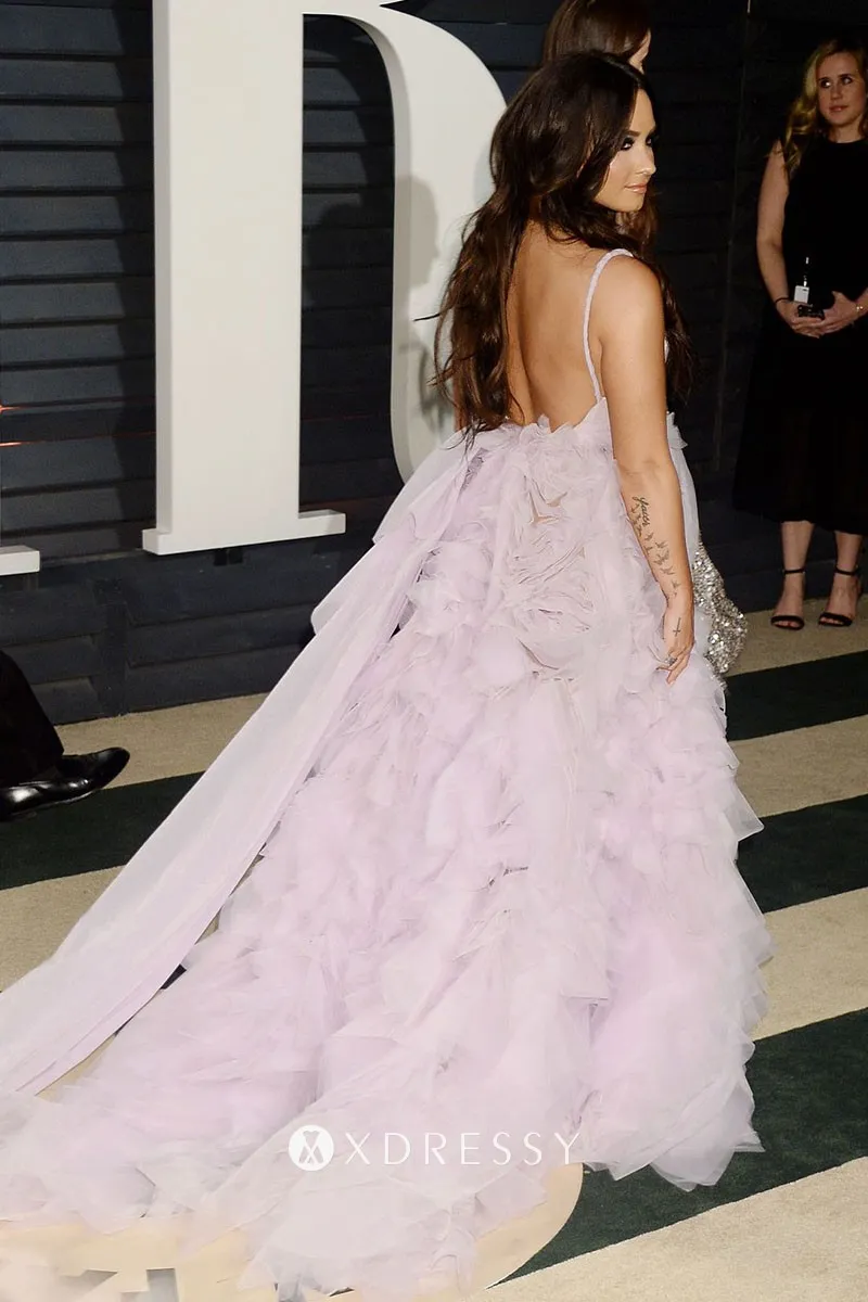 Demi Lovato cascading ruffled organza prom gown Demi Lovato cascading ruffled organza prom gown