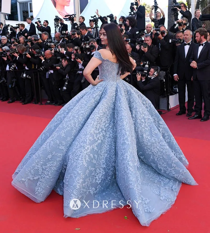 luxury blue ball gown red carpet dress at Cannes Film Festival 2017 luxury blue ball gown red carpet dress at Cannes Film Festival 2017