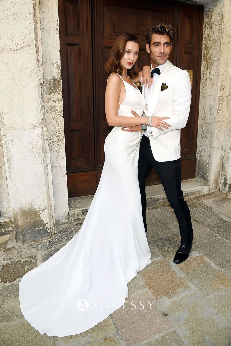 Bella Hadid white semi formal dress