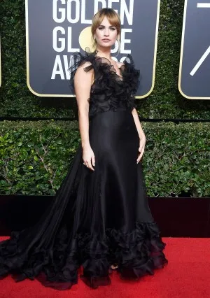 Lily James red carpet dress for sale on Golden Globes 2018