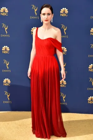 Rachel Brosnahan red carpet dress at Emmys 2018