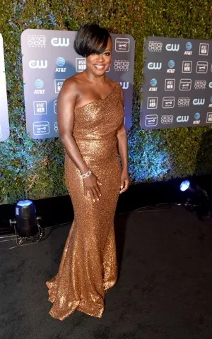 Viola Davis stuns in a sparkly gold one shoulder mermaid long sequins dress at the 2019 Critics Choice Awards
