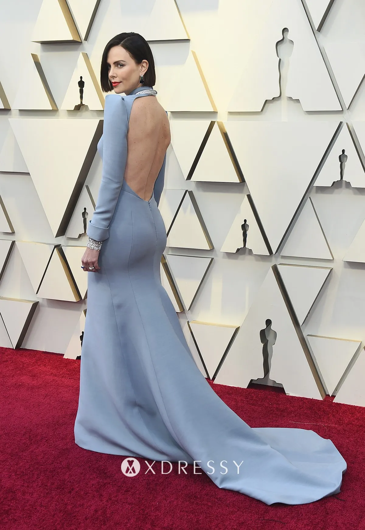 backless light blue soft satin mermaid long mother of the bride dress