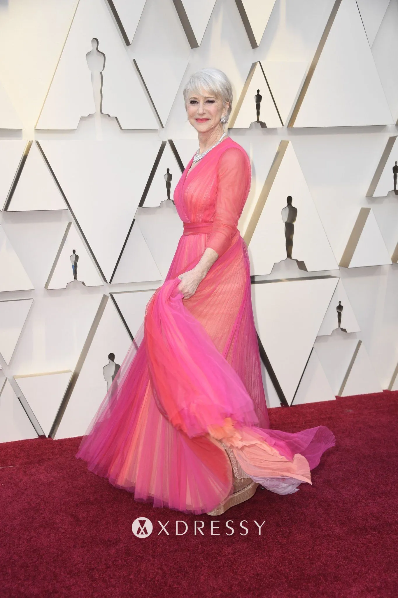 pink pleated tulle celebrity A line long evening formal dress with long sleeves pink pleated tulle celebrity A line long evening formal dress with long sleeves